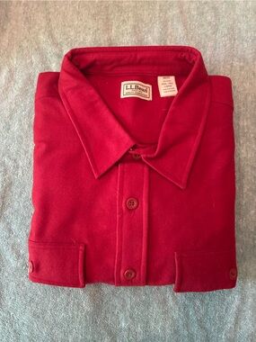 L.L. Bean Crimson Button-Front brushed cotton long sleeve shirt